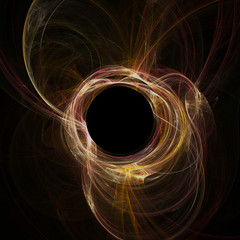 Naklejka premium Abstract round power frame on black, fractal 3d illustration