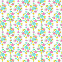 Hand drawn vintage wall paper, simple flowers design, seamless pattern, retro flowers ornament