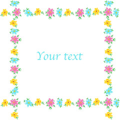 Hand drawn simple flowers frame for greeting card, invitation