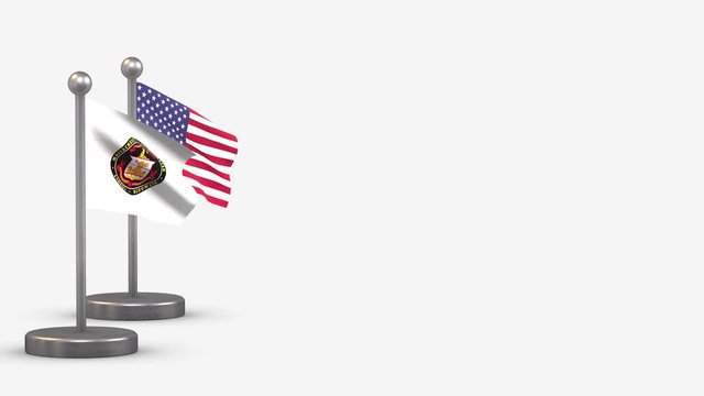 Bridgewater seamless 3D waving flag animation on tiny flagpole.