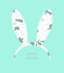 Easter eggs rabbits. Easter background. holiday eggs and rabbits