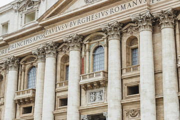 Fototapeta na wymiar Low angle view of the Vatican Basilica.