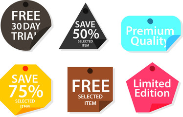 Obraz premium Set of flat design sale stickers. Vector illustrations for online shopping, product promotions