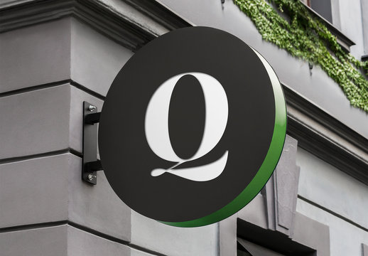 Round Outdoor Entrance Sign Logo Mockup Mount