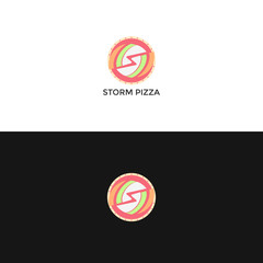 ABSTRACT PIZZA STORM LOGO DESIGN VECTOR