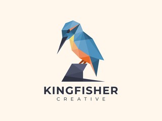 Amazing colorful geometric Kingfisher logo