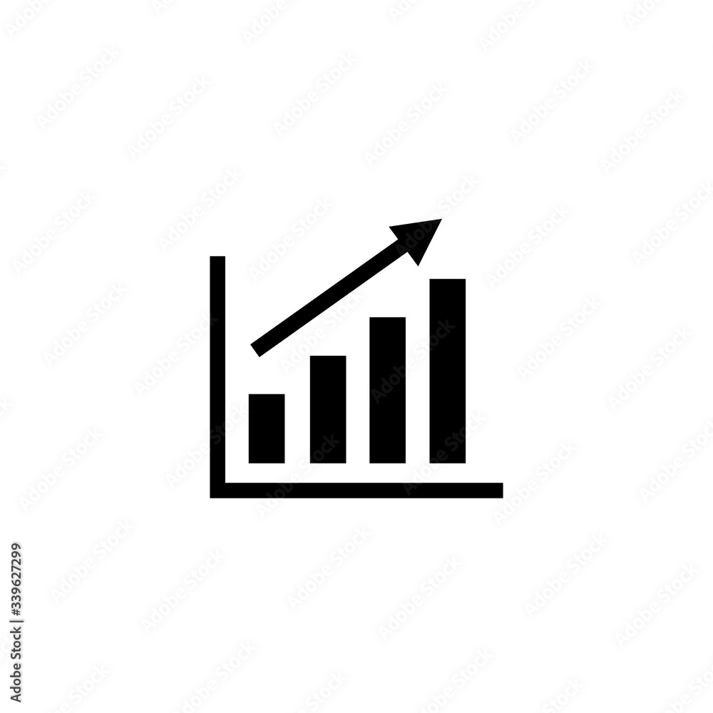 Poster growing graph icon, growing graph sign and symbol vector design
