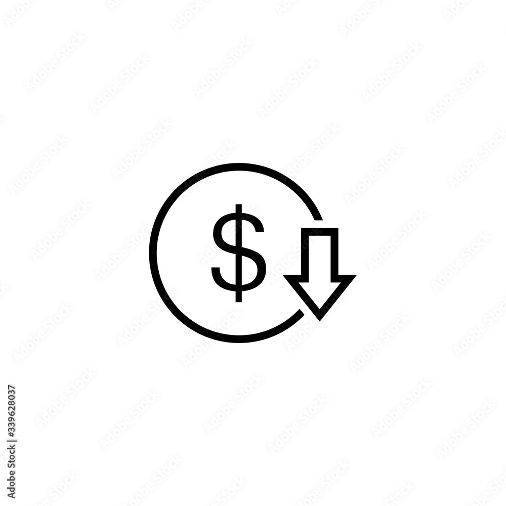 Poster cost reduction icon vector. reduce costs sign and symbol vector design