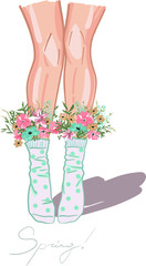 girl legs knees socks flowers holiday spring woman