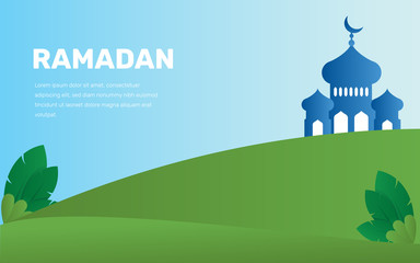 flat mosque design vector ramadhan hompage website