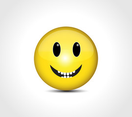 Happy face smiling emoticon button
