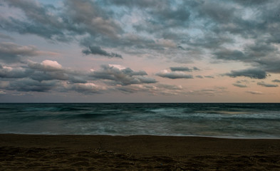 Obraz premium Sunset over the beach in Castelldefels, Catalonia, Spain.