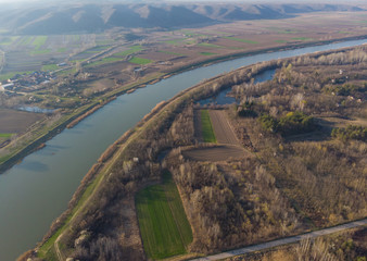 Danube Canal Tisa Danube. Aerial photography.
