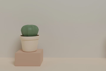 Cactus 3D design, pastel colors