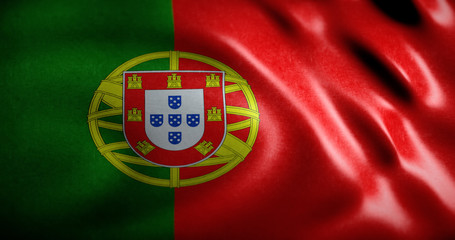 National flag of Portugal waving on the wind