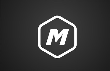 M black and white alphabet letter logo icon design with rhombus for business and company