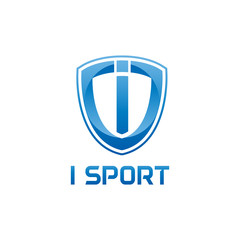 vector illustration letter i with shield sport logo modern design