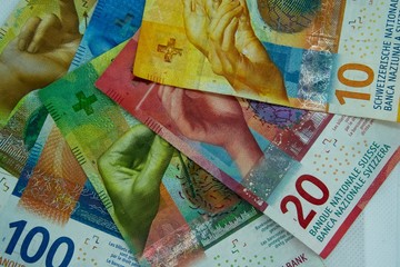 Swiss money and currency of switzerland. Swiss francs. Money in Switzerland