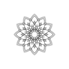 Ethnic round Mandala ornament isolated on white background. Henna tattoo design. Vector illustration