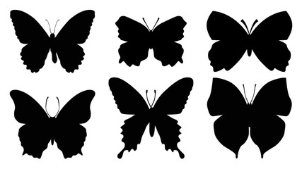 Butterflies silhouettes set, Dragonfly, butterfly, Vector illustration.