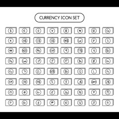 Currency symbol icon with money. Worldwide currency symbol. Main Currency. USD, EUR, JPY, GBP, AUD, CAD, CHF, CNY. money, banks, coins, payments, savings, currency exchange.
