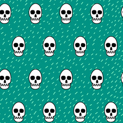 Doodle halloween skulls seamless pattern