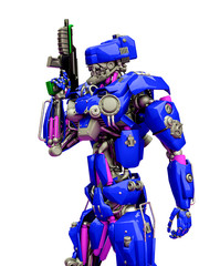 Fototapeta premium mechanical soldier holding a gun