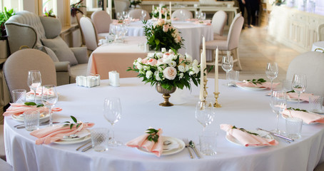table appointments for wedding in restaurant