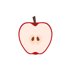Red apple in cut icon flat design