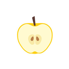 Yellow apple in cut icon flat design