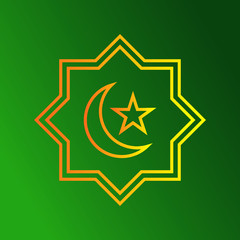 Star and moon on islamic frame