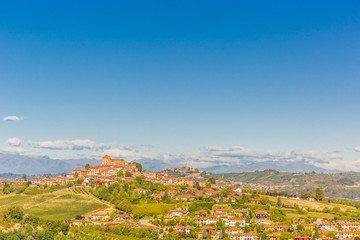 12 October 2019. View of  vineyards in autumn season, in Piedmont region, Italy