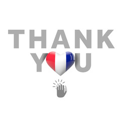 Thank you message with France flag heart. 3D Render