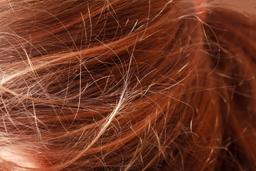 Macro image of brown hair of the woman as background
