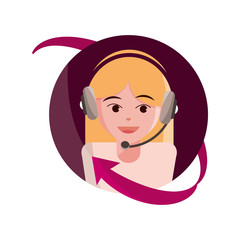 online activities, character with headset operator support service flat style icon