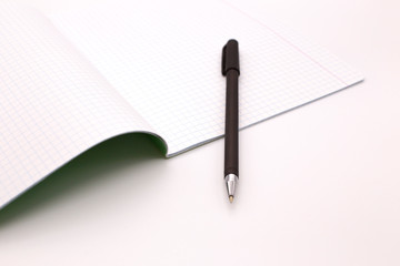 Notebook and fountain pen on a white background