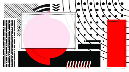Vector illustration of creative modern background, stylish graphic in memphis style with imitation of typography.