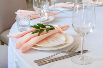 table appointments for wedding in restaurant