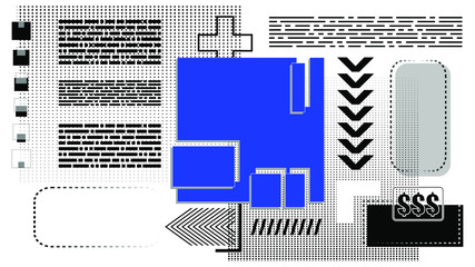Vector illustration of creative modern background, stylish graphic in memphis style with imitation of typography.