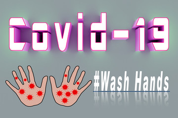 Corona virus Covid-19 outbreak-worldwide pandemic-wash hands frequently-3d text effect