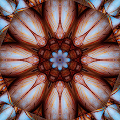 Abstract Mosaic Background ilustration, symmetrical kaleidoscope pattern, geometric mandala graphic design - 339639487