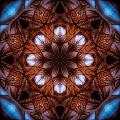 Abstract Mosaic Background ilustration, symmetrical kaleidoscope pattern, geometric mandala graphic design - 339639824