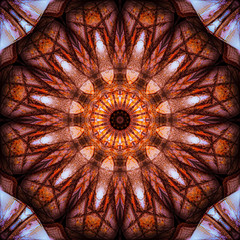 Abstract Mosaic Background ilustration, symmetrical kaleidoscope pattern, geometric mandala graphic design - 339639859