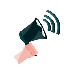 online activities, hand with speaker marketing advertising flat style icon
