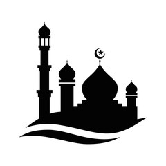 Illustration mosque or taj mahal silhouette for ramadhan sign