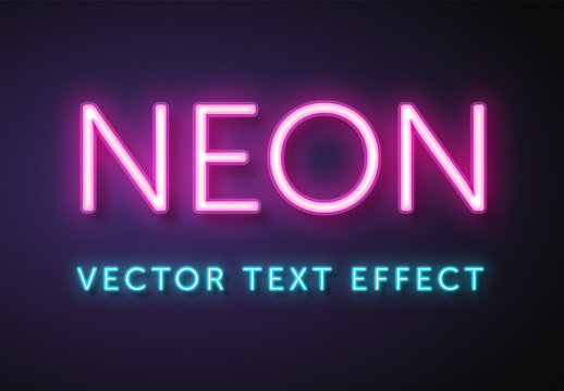 Vector Neon Text Effect Mockup