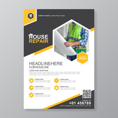 Construction tools cover a4 template for a report and brochure design, flyer, banner, leaflets decoration for printing and presentation vector illustration