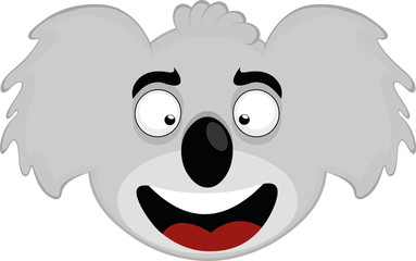 Vector illustration of the face of a koala cartoon smiling