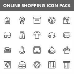 Online shopping icon pack isolated on white background. for your web site design, logo, app, UI. Vector graphics illustration and editable stroke. EPS 10.