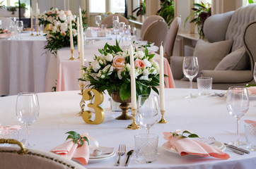 table appointments for wedding in restaurant